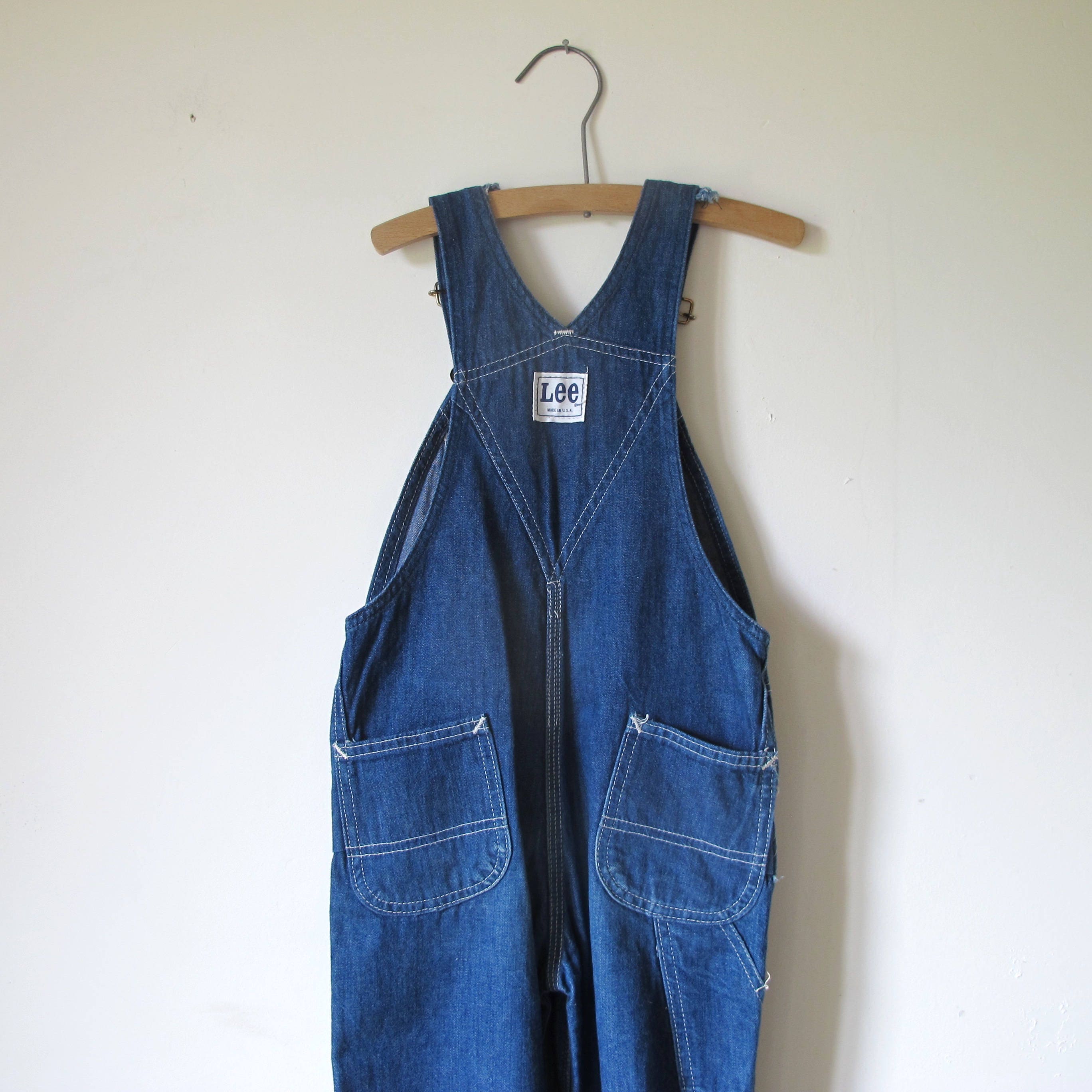 Vintage 70s LEE Kids bib Denim overalls made in usa 6/8 years