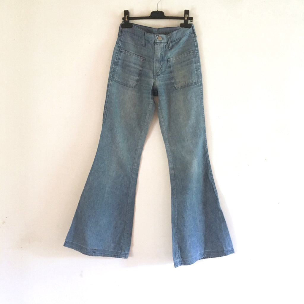 Vintage 1970s Wrangler Blue Bell Flare Jeans • High Waist, Wide Leg 28X32