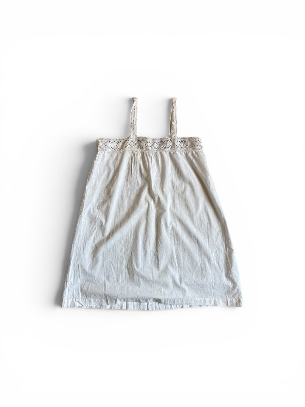 Vintage Old French broderie Anglaise white cotton mini dress