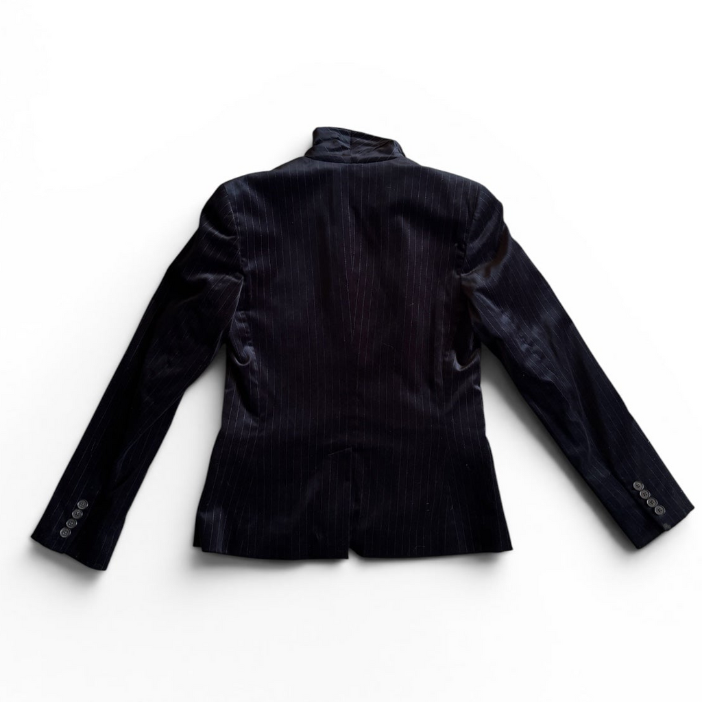 Vintage Ralph Lauren Blue Label Women black striped velvet Blazer 38