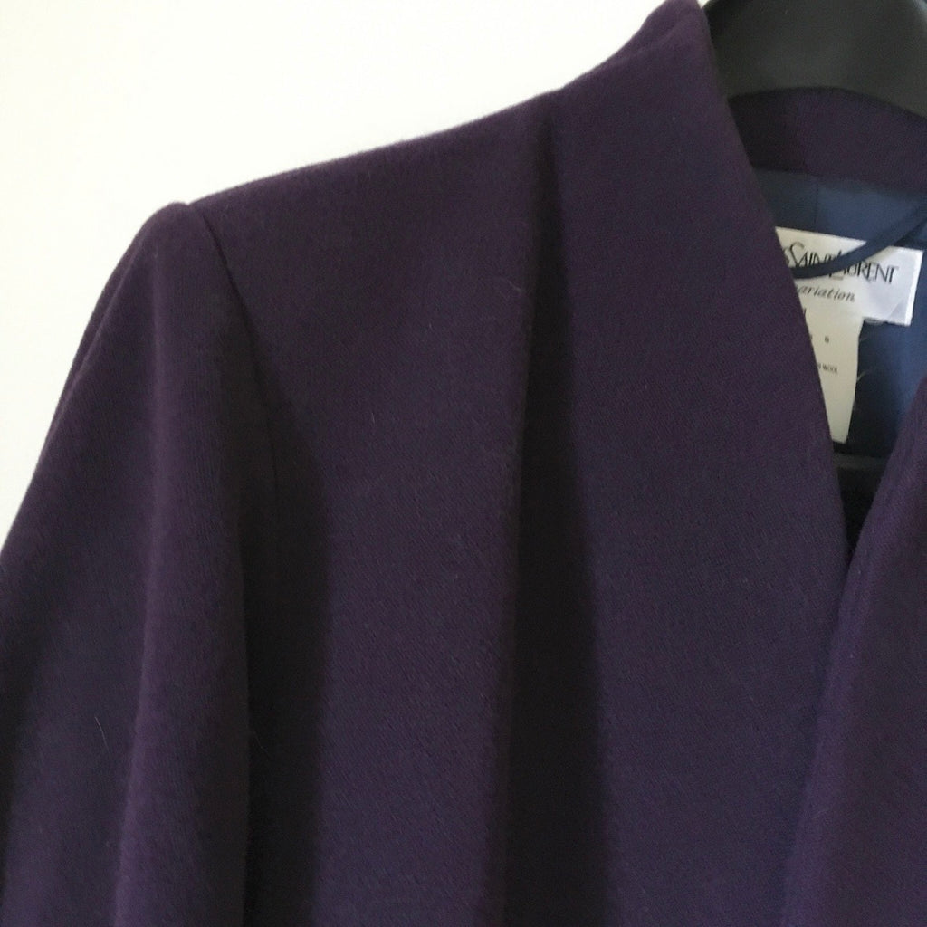 Vintage 90's Yves Saint Laurent wool purple balloon sleeves oversize coat YSL