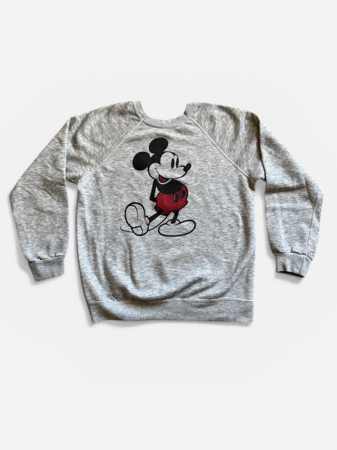 Rare Vintage 1970's Mickey Mouse Disney Grey Raglan sweatshirt S