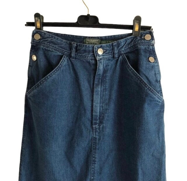 Rare Vintage 80's 90's Ralph Lauren Polo Country denim skirt Made in Italy