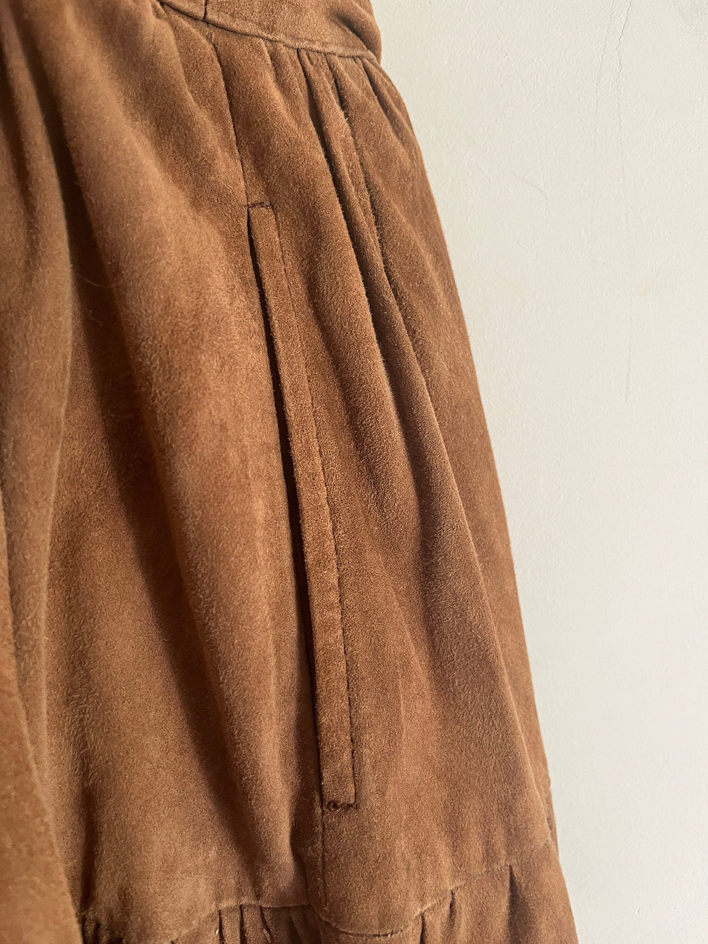 Vintage 80's 90's Ralph Lauren Tan brown Suede leather skirt 10 US