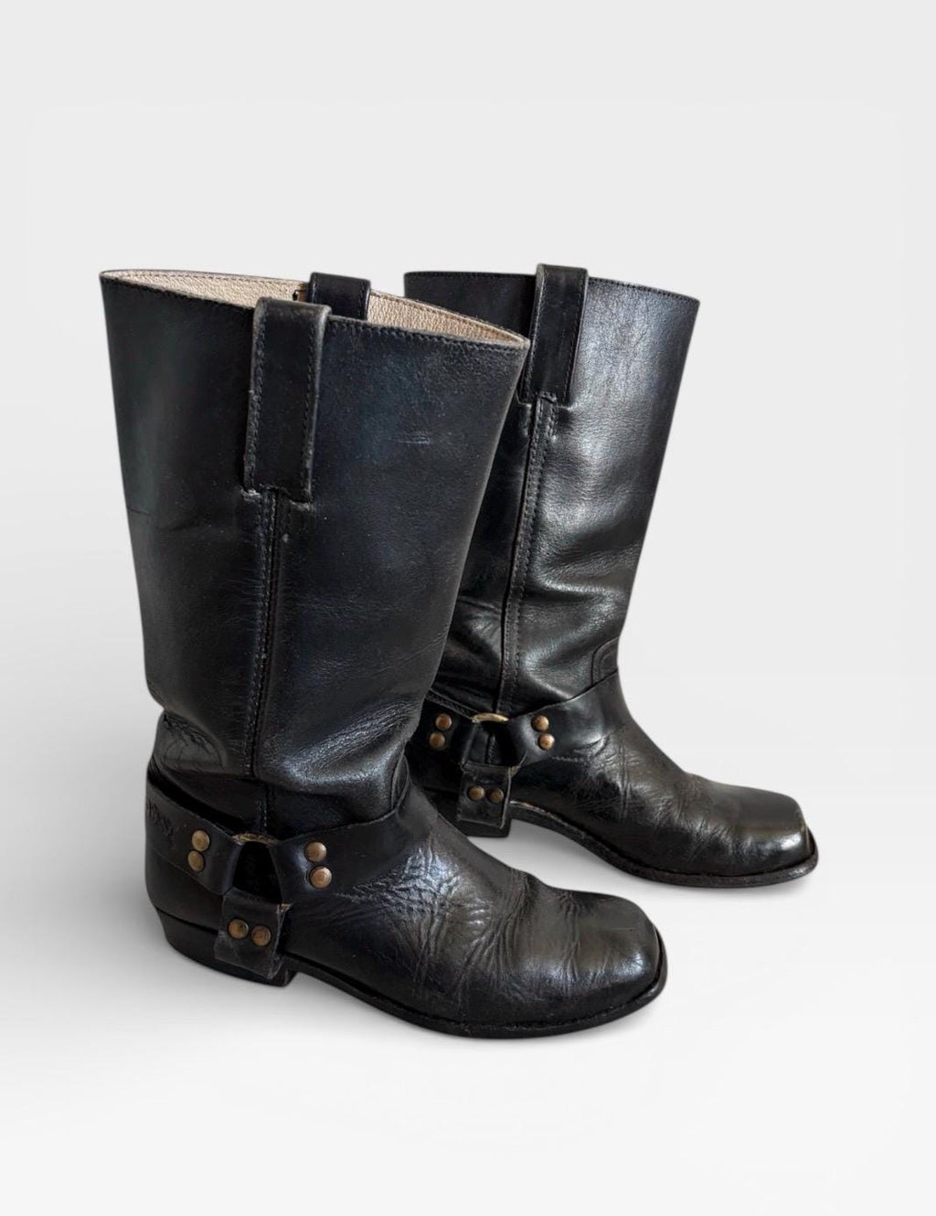 Vintage black Go West Black leather harness boots 36/37