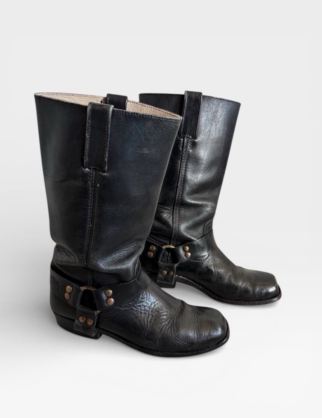 Vintage black Go West Black leather harness boots 36/37