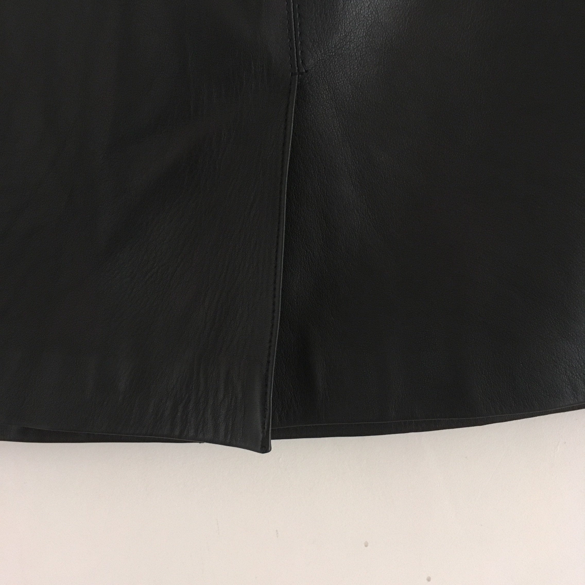 Vintage Celine dark blue lambskin leather high waisted skirt with gold chain brass 36/38