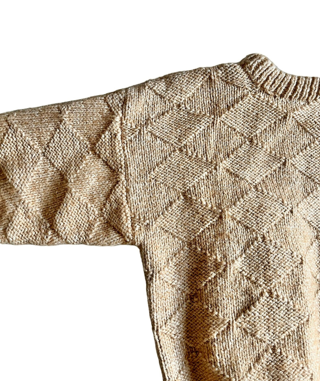 Vintage Wool beige Handknit ballon sleeves oversize chunky sweater