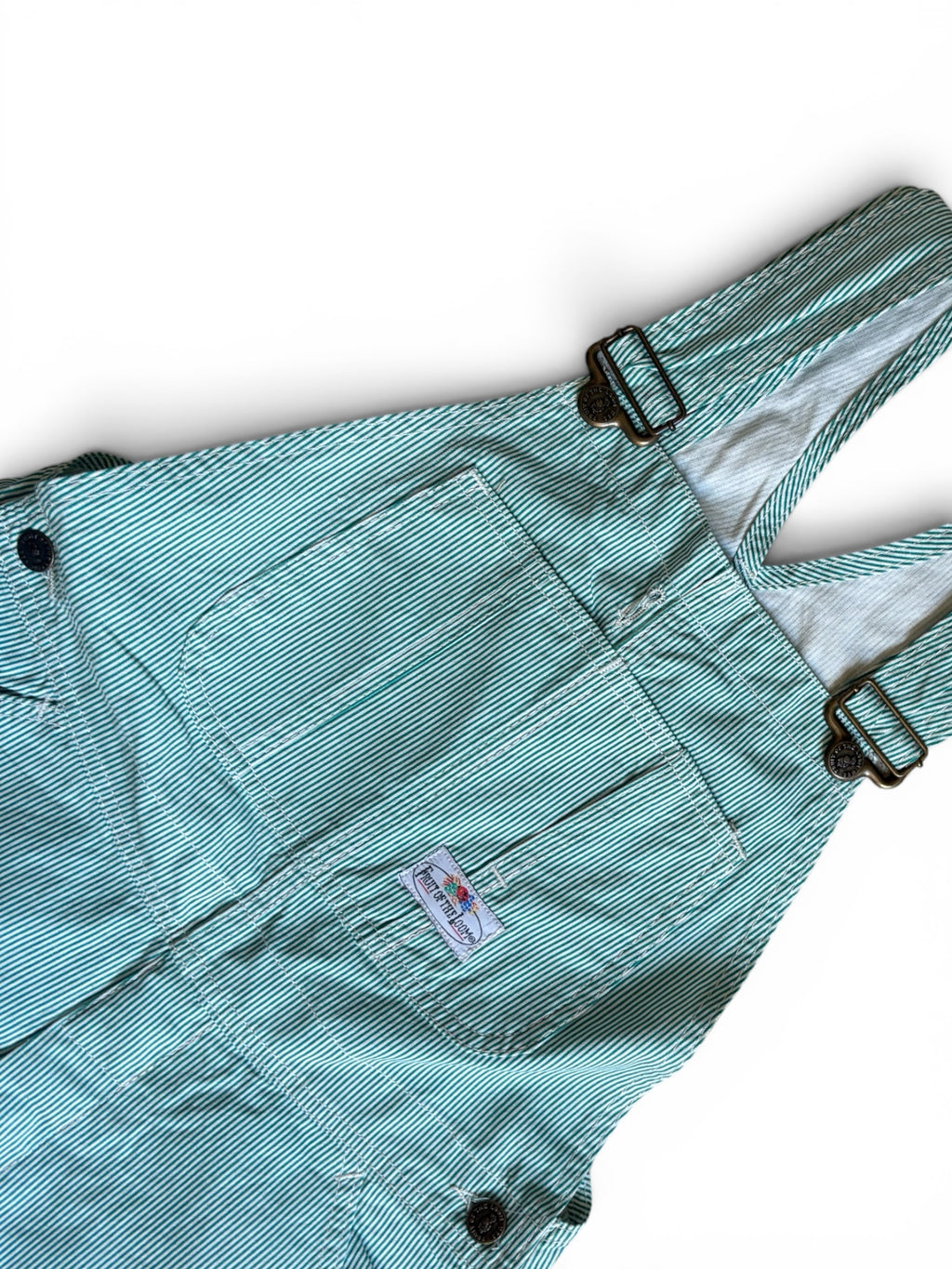 Vintage 80's Fruit Of The Loom usa striped green Bib overalls