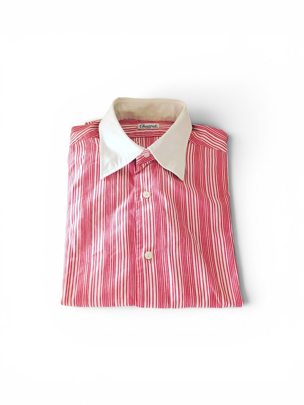 Vintage Charvet striped white and red buttons shirt