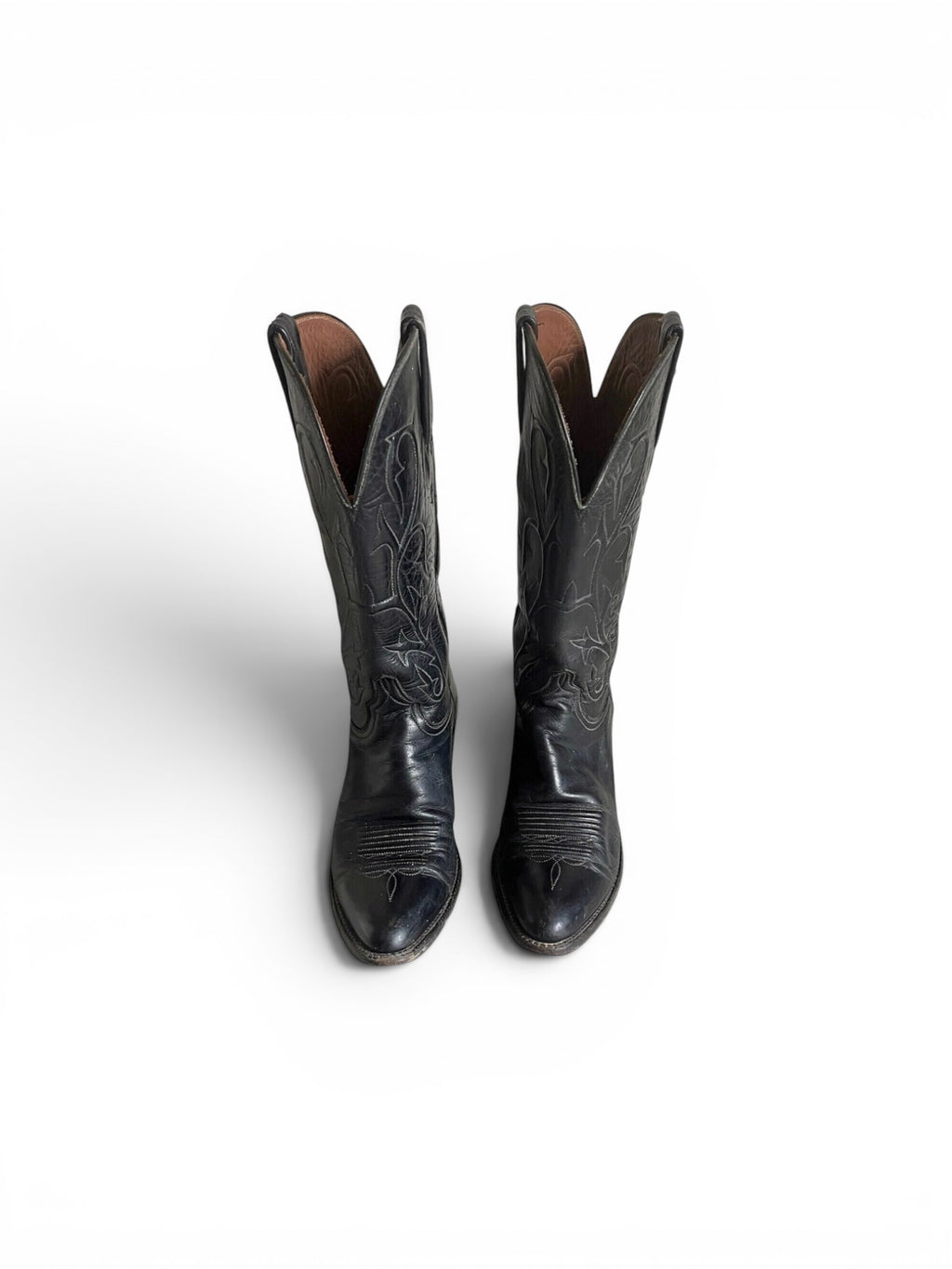 Vintage 80's Lucchese black leather women cowboy boots 6.5