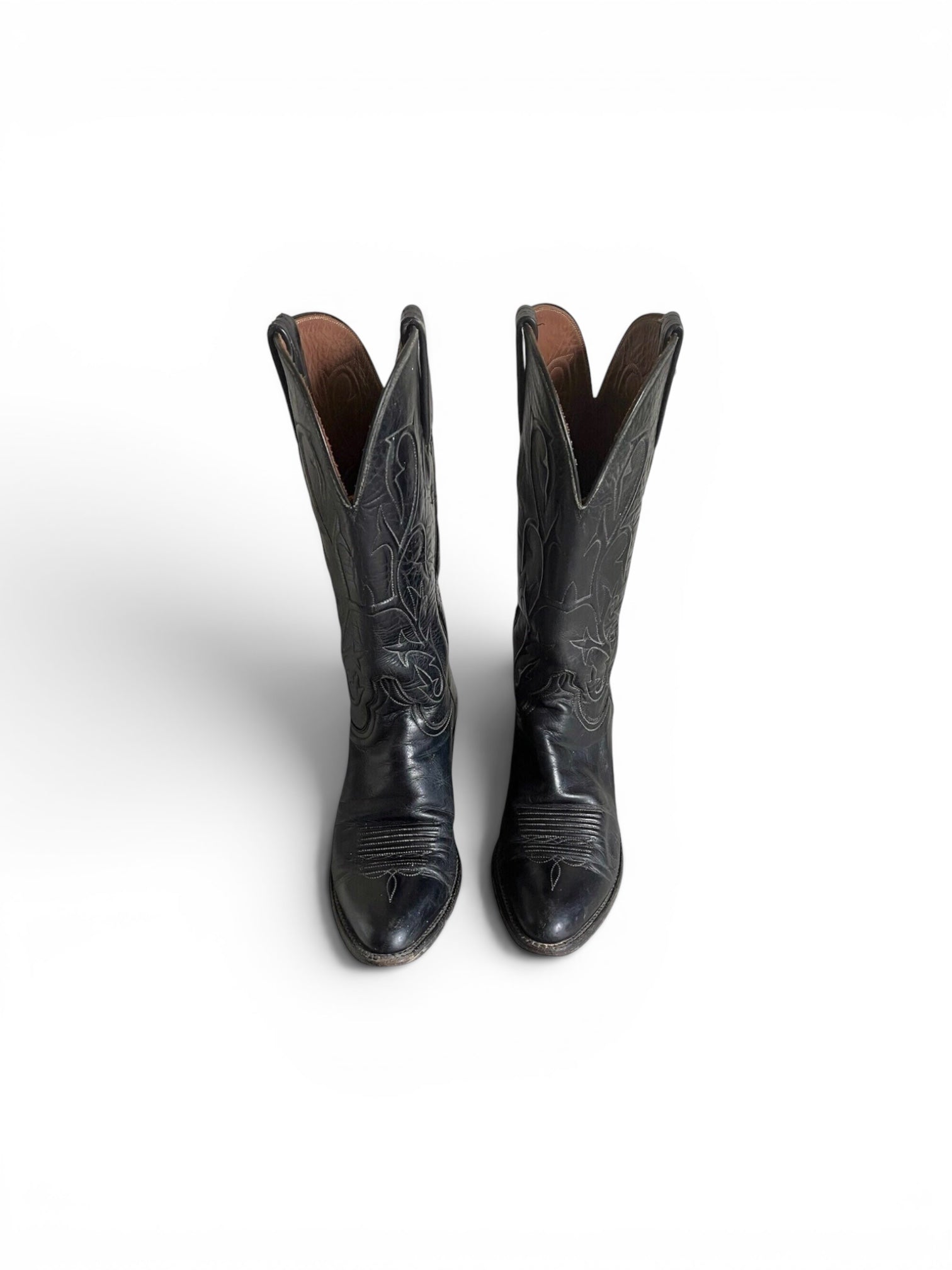 Vintage 80's Lucchese black leather women cowboy boots 6.5
