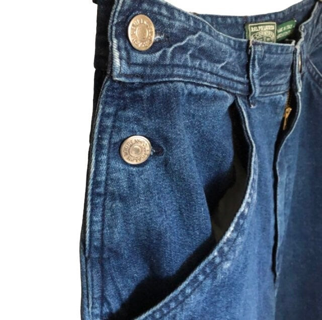 Rare Vintage 80's 90's Ralph Lauren Polo Country denim skirt Made in Italy