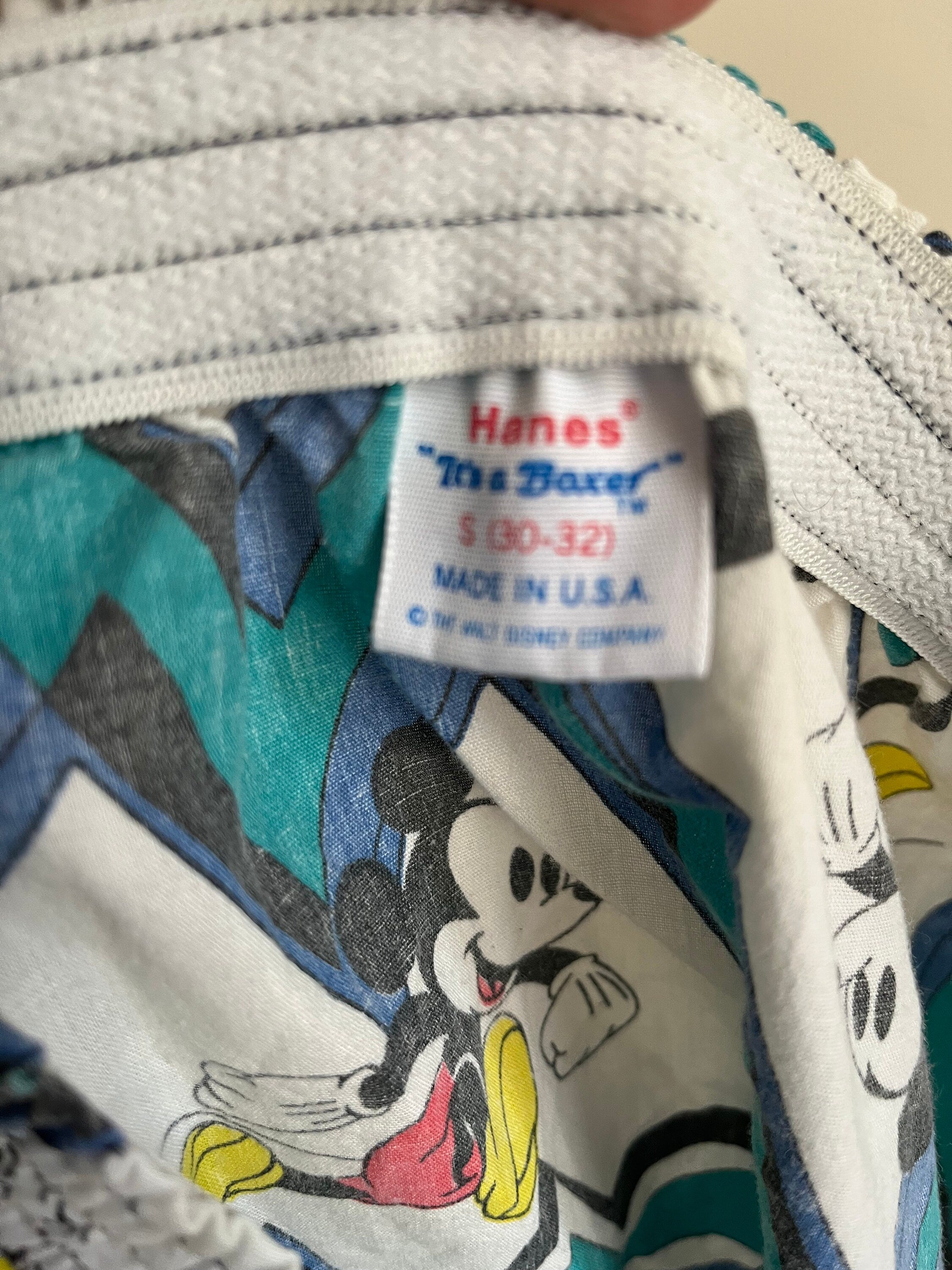 Vintage 80s Mickey Mouse Hanes cotton printed  Boxer shorts Disney • Made in Usa