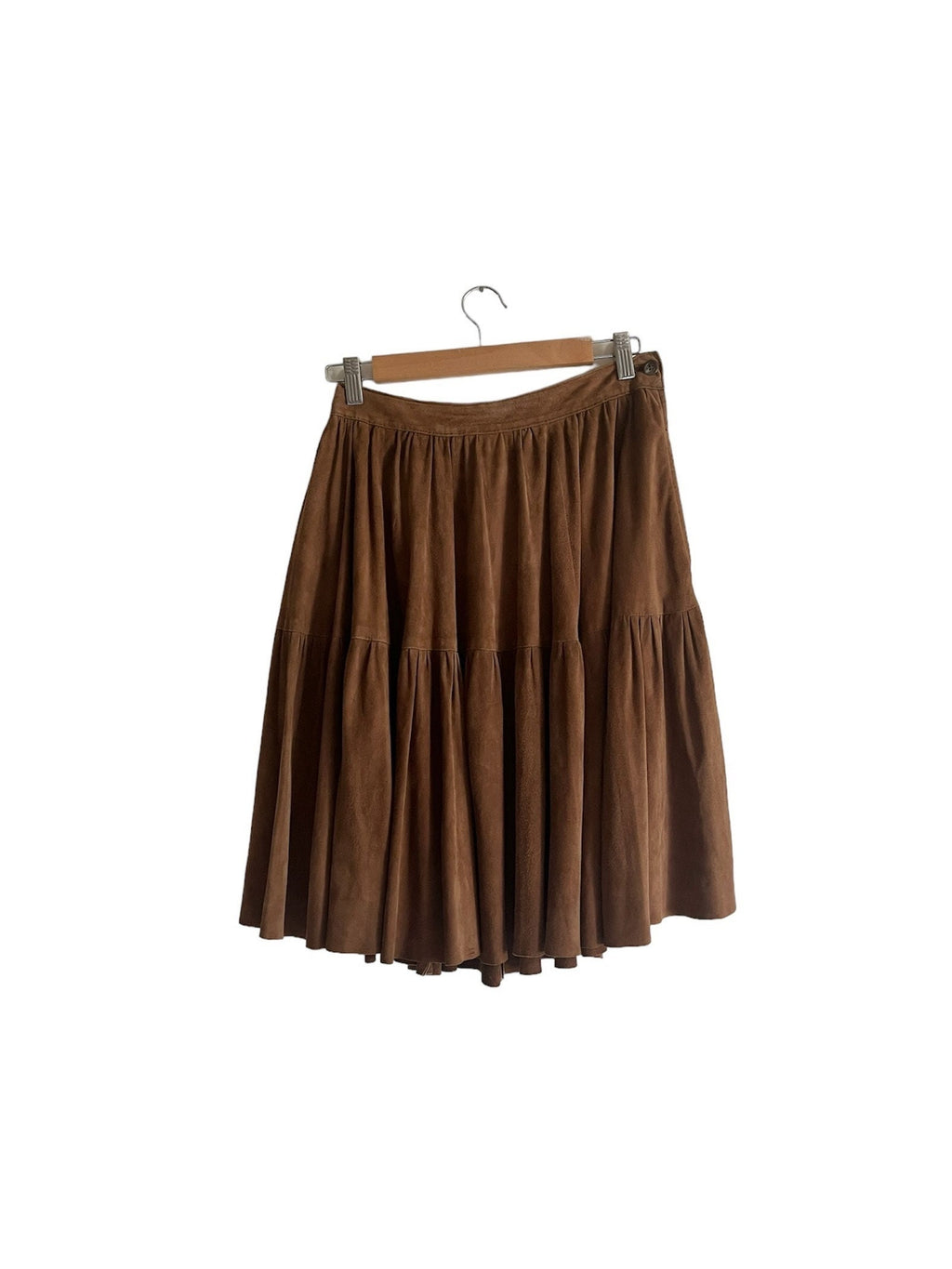 Vintage 80's 90's Ralph Lauren Tan brown Suede leather skirt 10 US