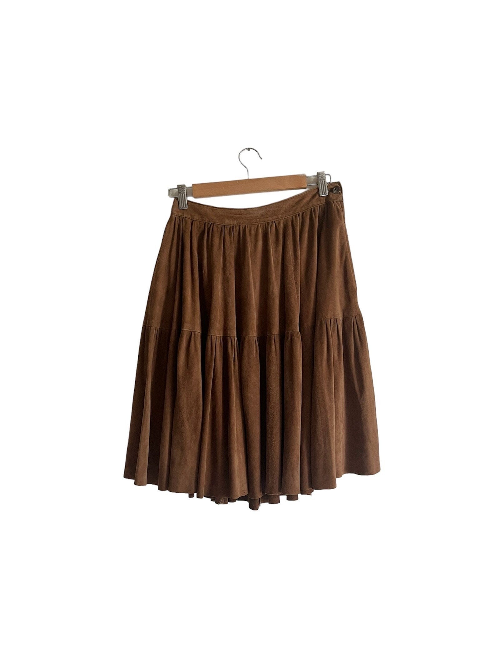 Vintage 80's 90's Ralph Lauren Tan brown Suede leather skirt 10 US