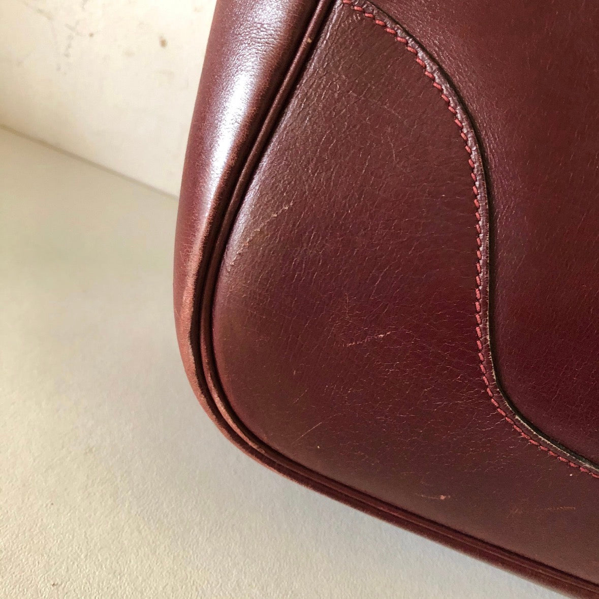 VIntage 70's Hermès Burgundy leather Trim bag