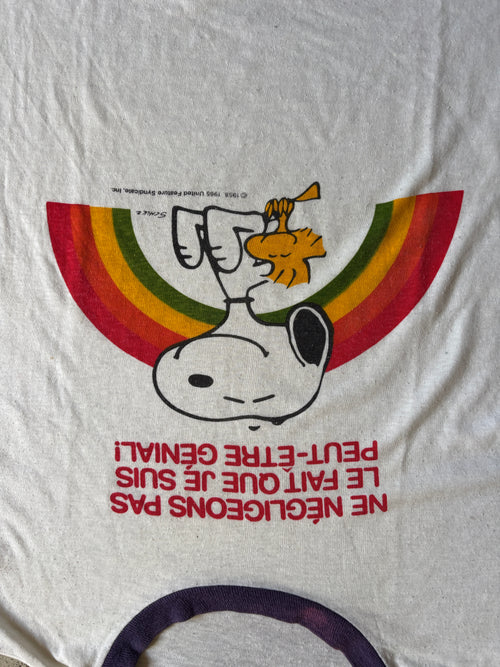 Rare Vintage 70's  thin ringer Snoopy rainbow t-shirt M
