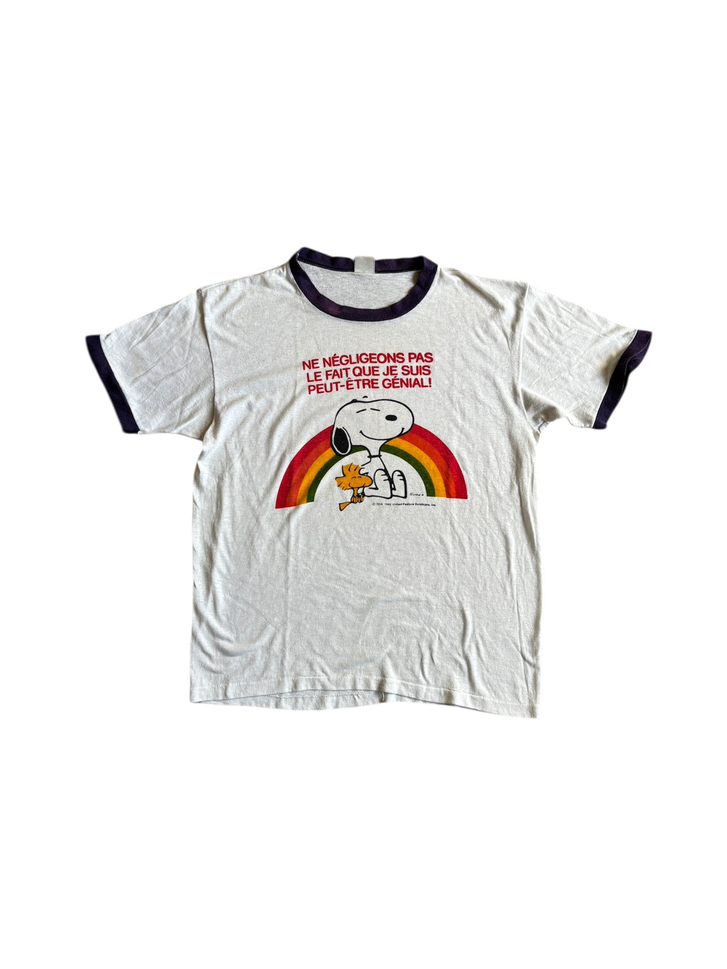 Rare Vintage 70's  thin ringer Snoopy rainbow t-shirt M
