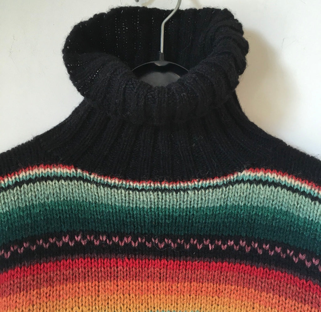 Rare Vintage 80's Ralph Lauren wool Handknit saltillo native American turtleneck sweater M