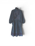 Vintage 80's Patchwork Folk Blue Dress S/M