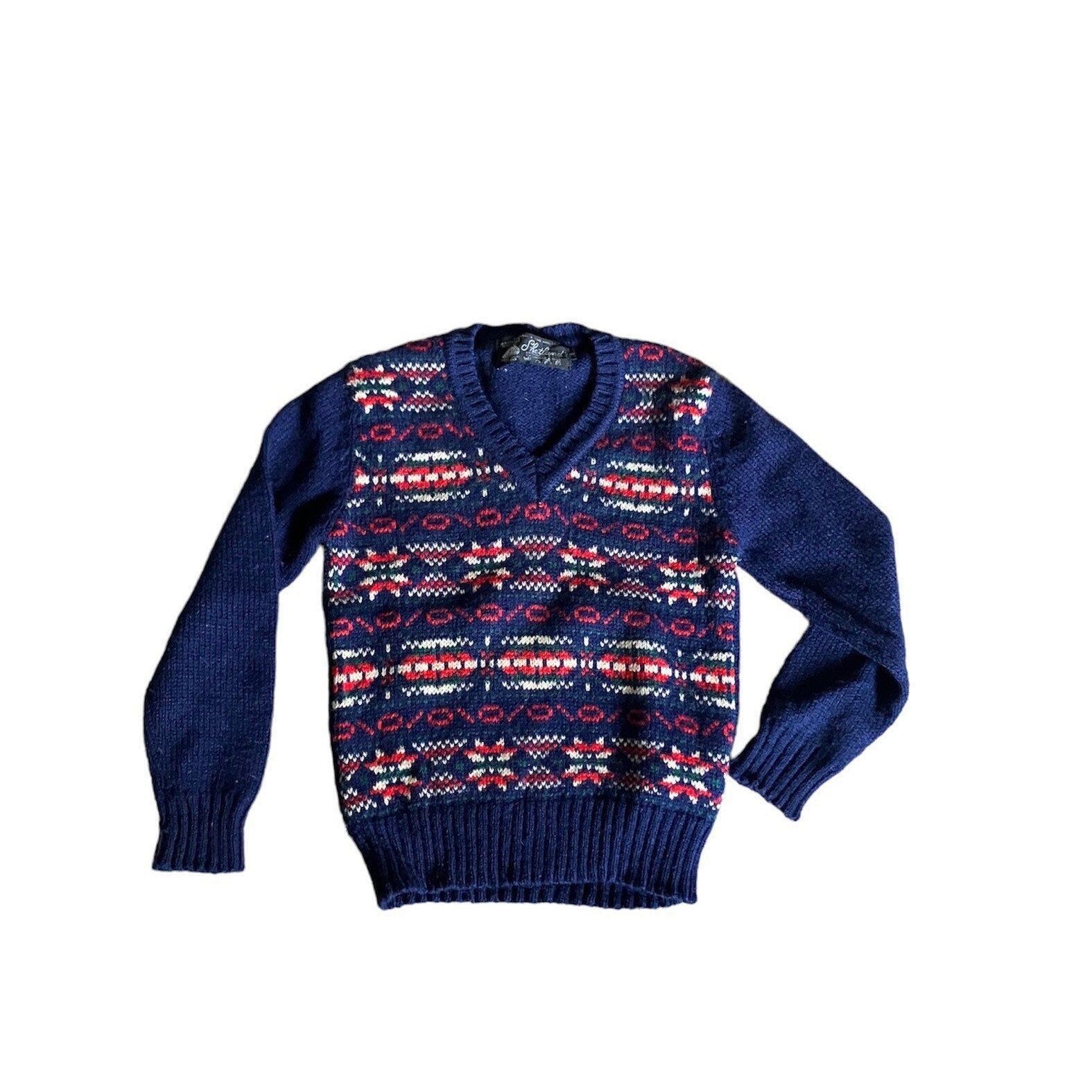 Vintage for kids Fair Isle shetland knitwear wool sweater 8 years