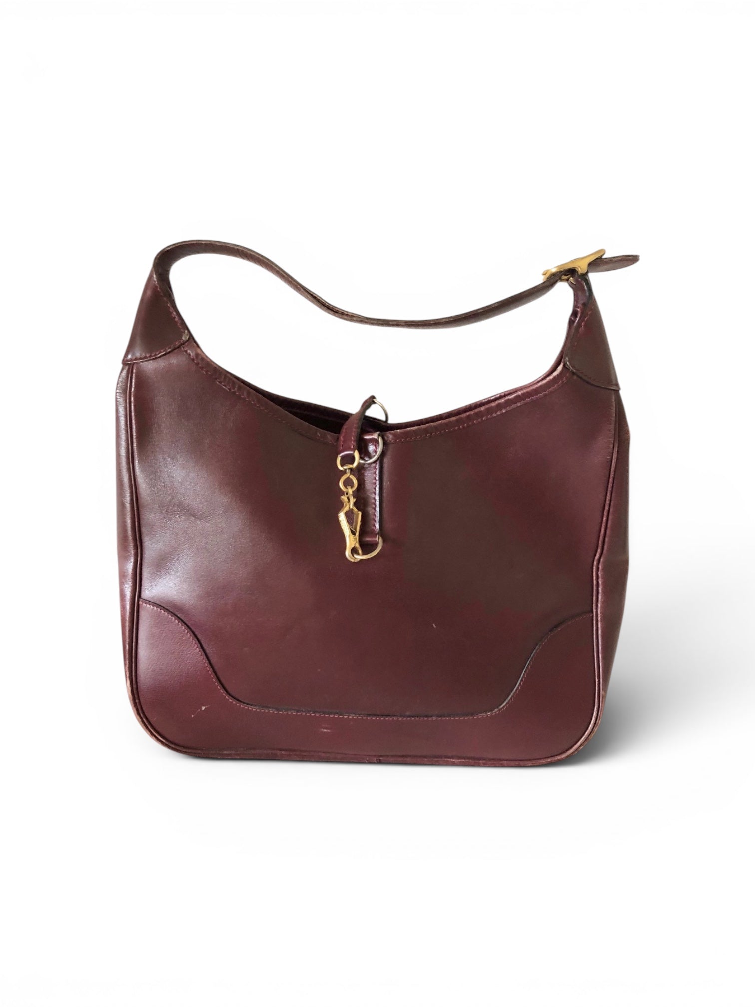 VIntage 70's Hermès Burgundy leather Trim bag