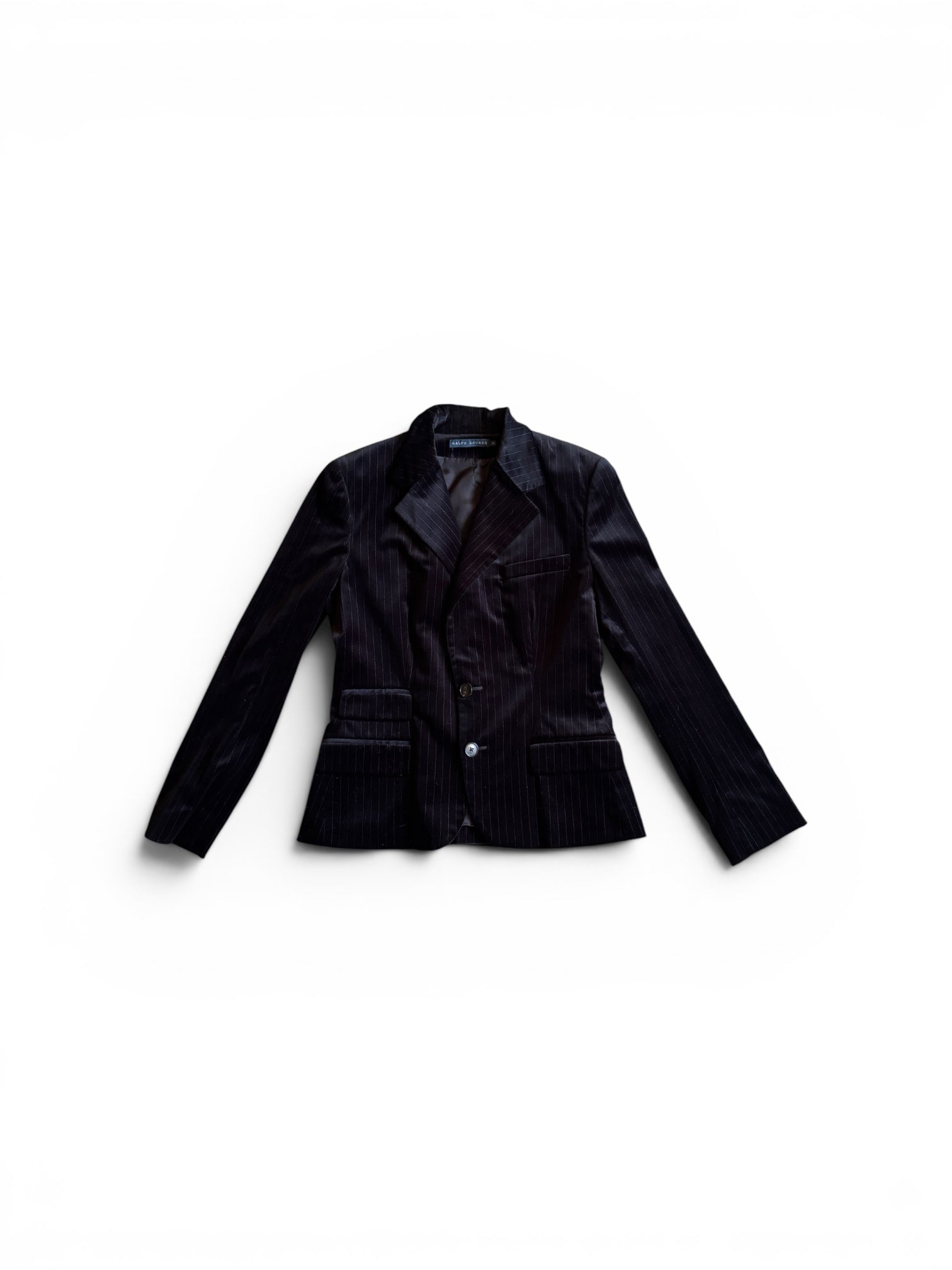 Vintage Ralph Lauren Blue Label Women black striped velvet Blazer 38