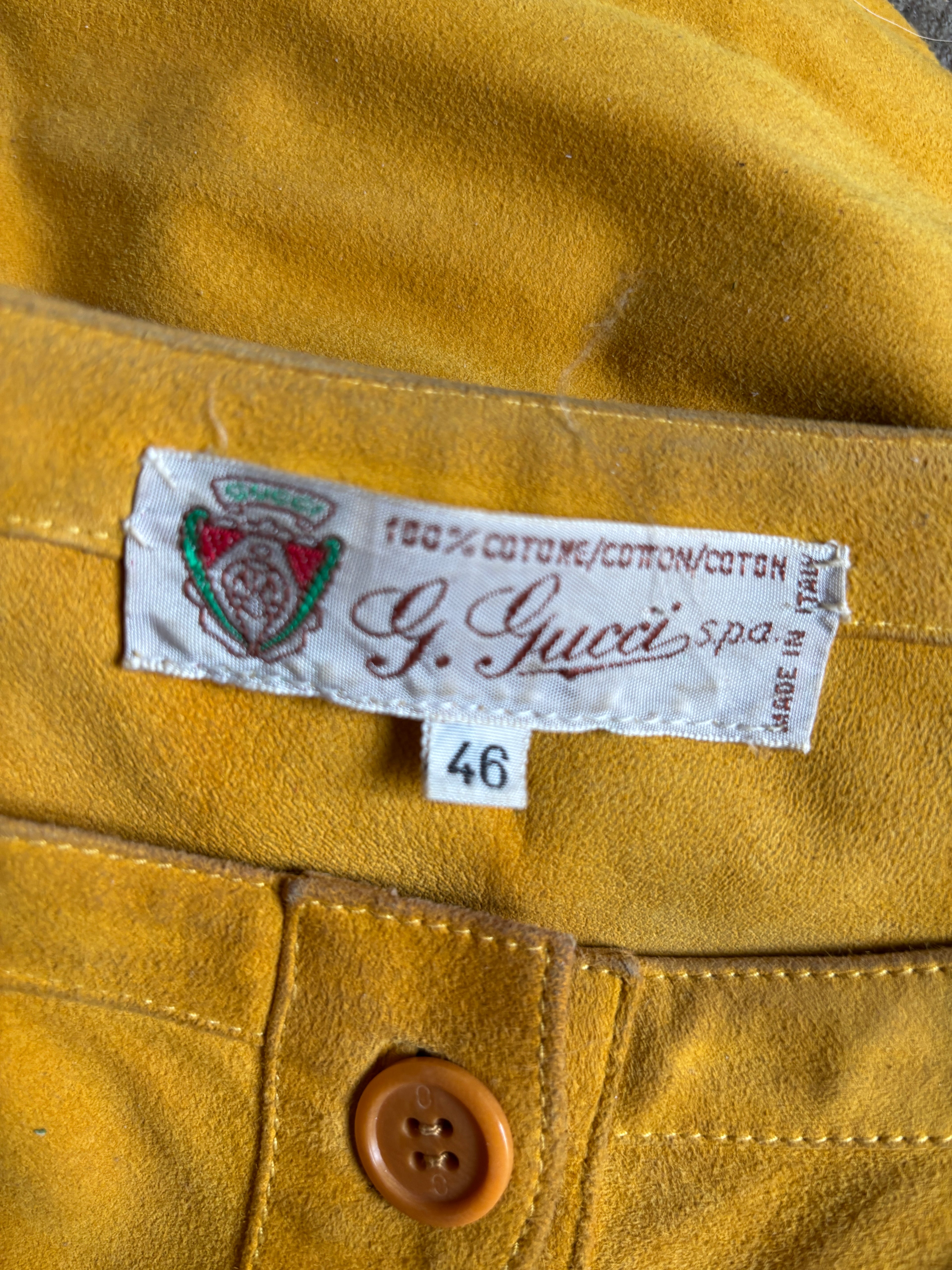 Rare Vintage 70's Gucci Suede & cotton Men blouse shirt L