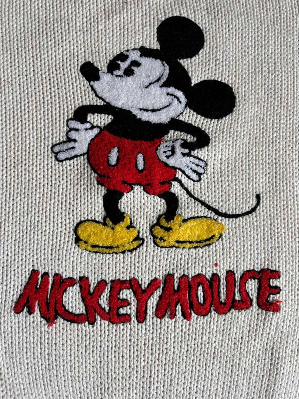 Vintage 70s rare pull Mickey Mouse broderie chenille by Walt Disney Productions usa  L