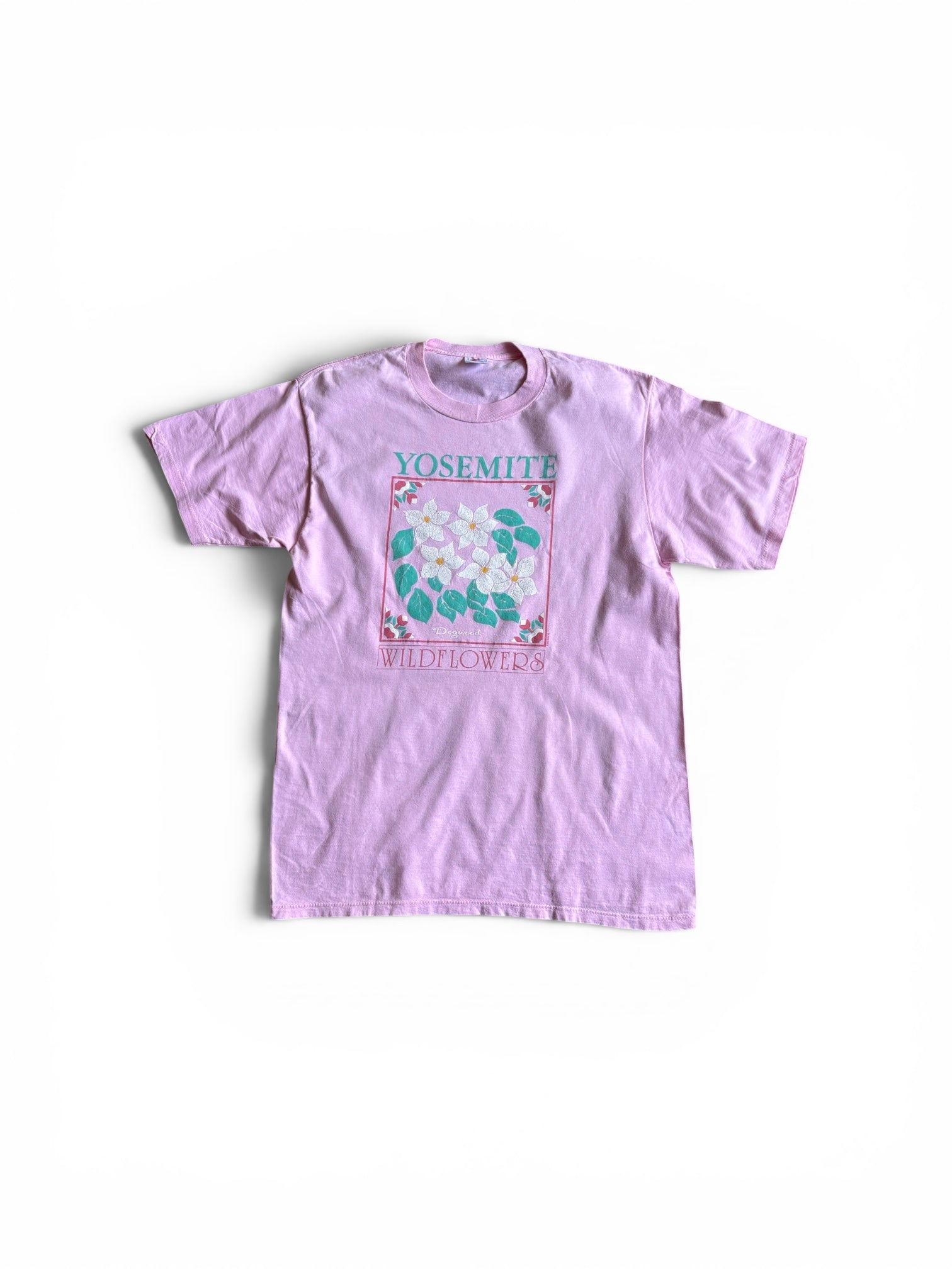 Vintage Yosemite Dogwood Wildflowers Souvenir pink t-shirt made in usa  L
