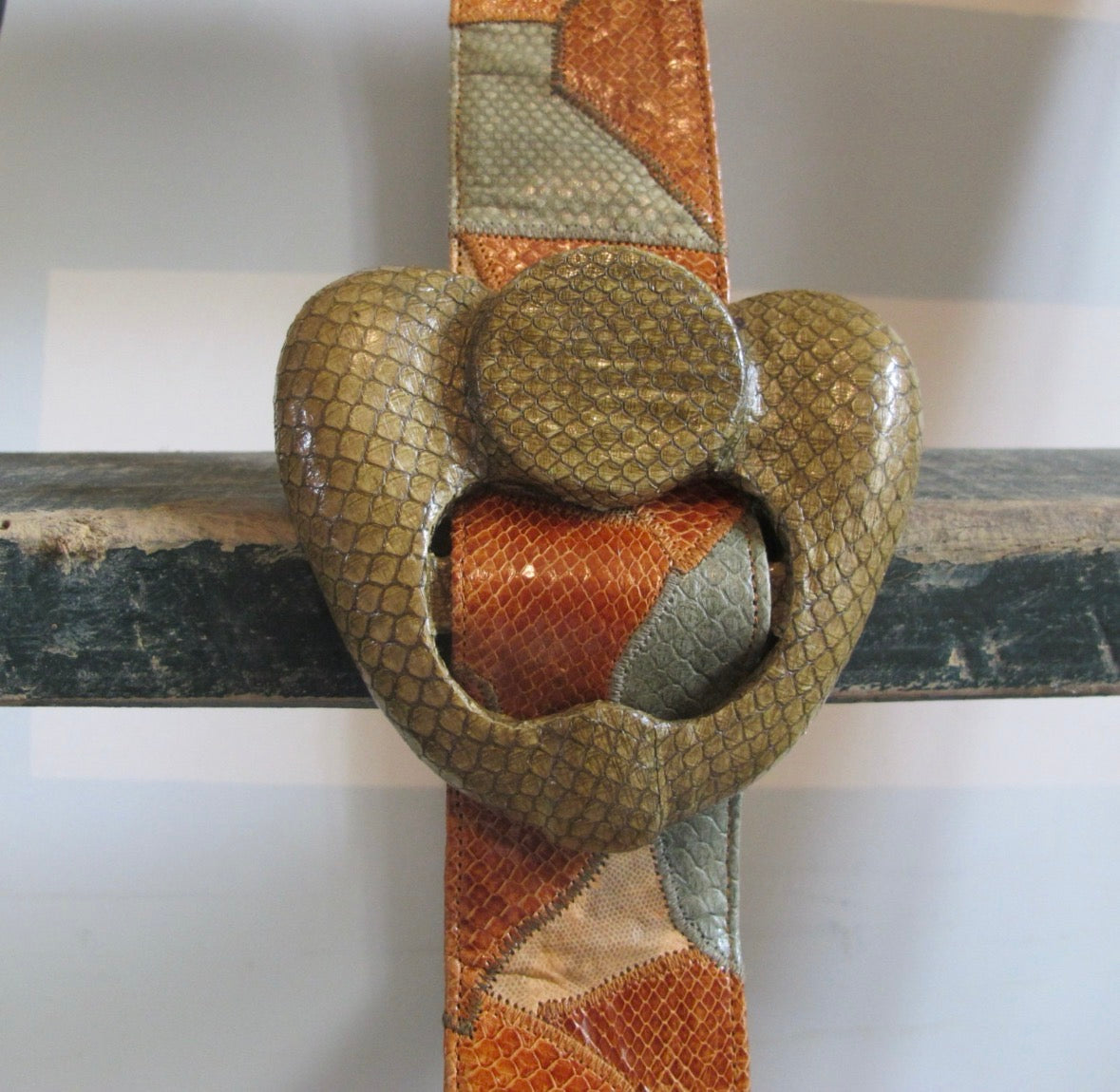 Vintage 70's reptile leather Patchwork Belt
