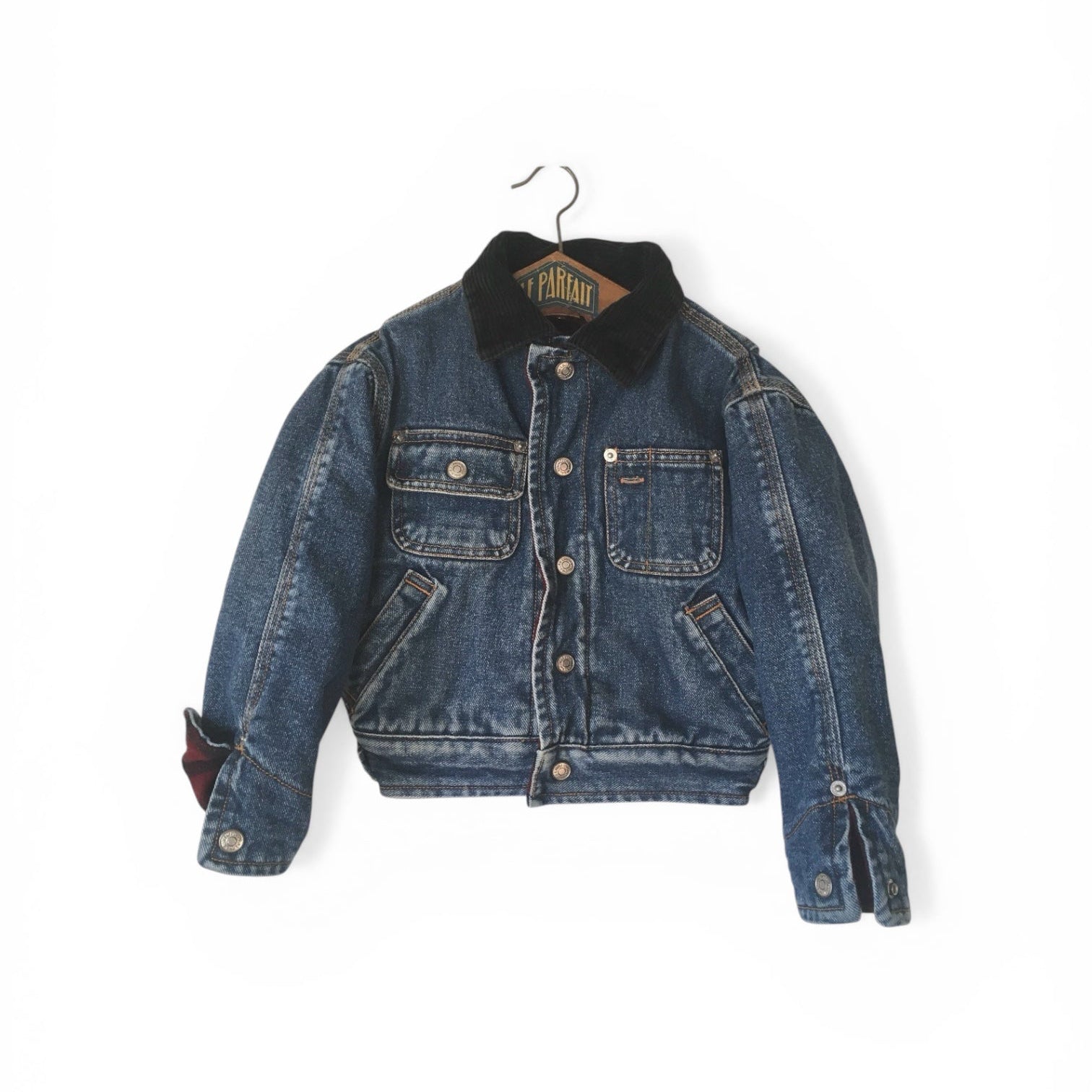 rare vintage 80's Polo Ralph Lauren reversible Denim Trucker Jacket made in usa Kids 4 Years