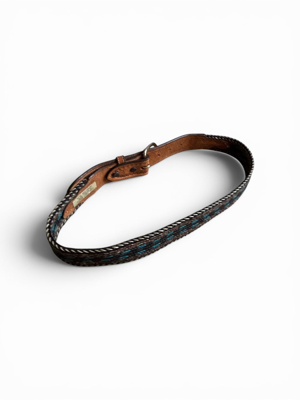 Vintage western horsehairs hand braided and tooled leather belt made in usa sz 30