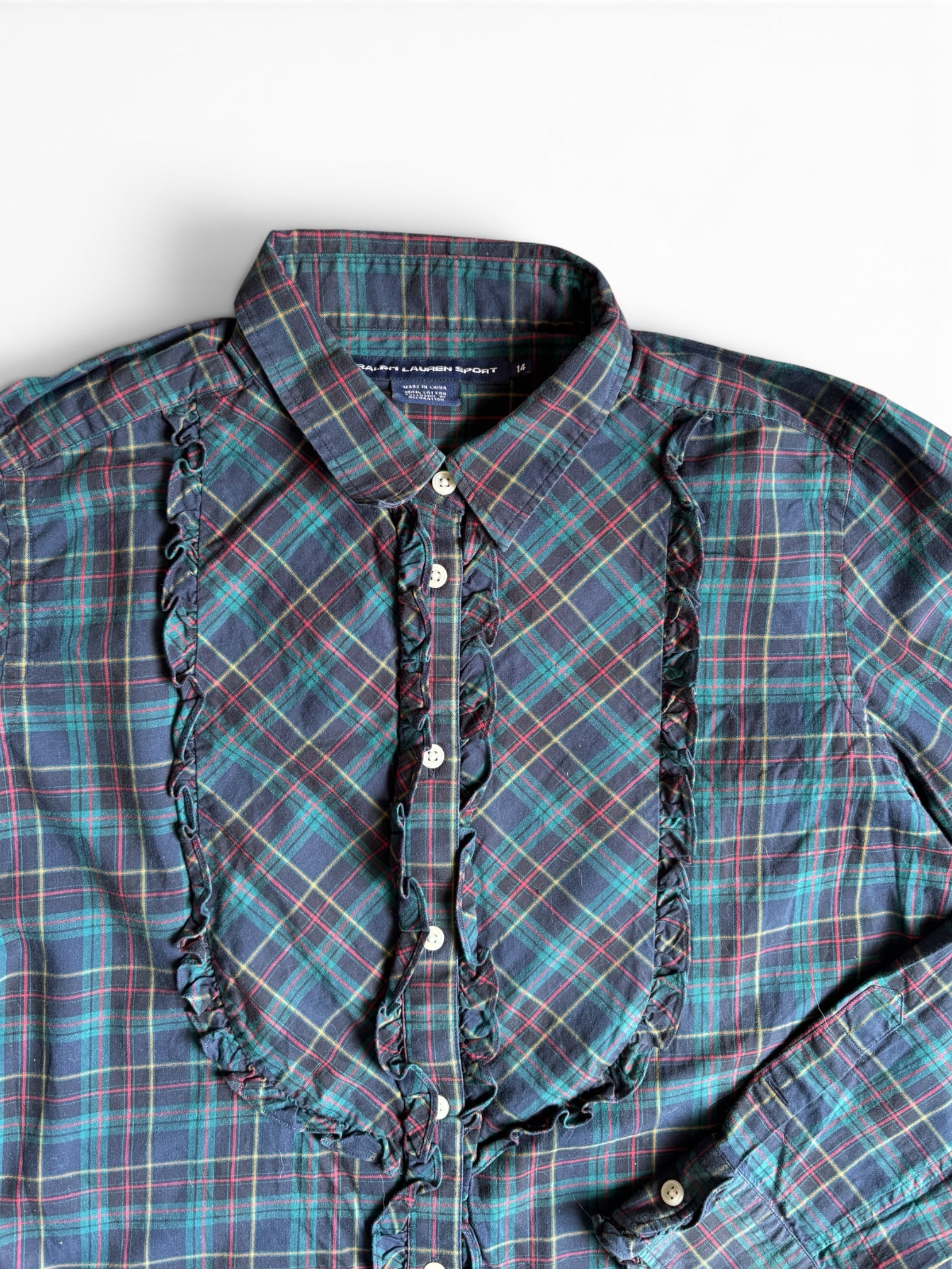 vintage 90's Ralph Lauren women tartan ruffled shirt