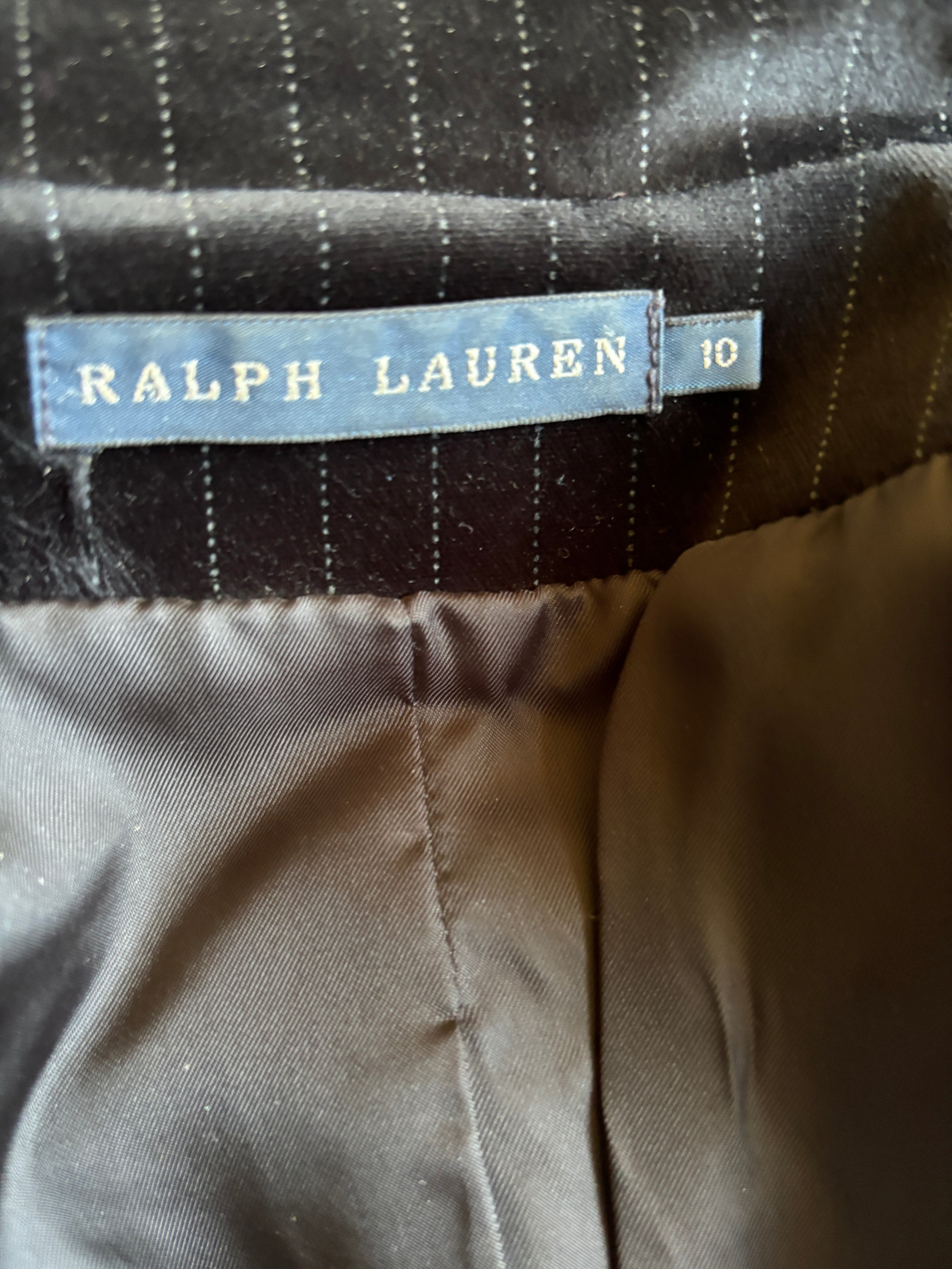 Vintage Ralph Lauren Blue Label Women black striped velvet Blazer 38