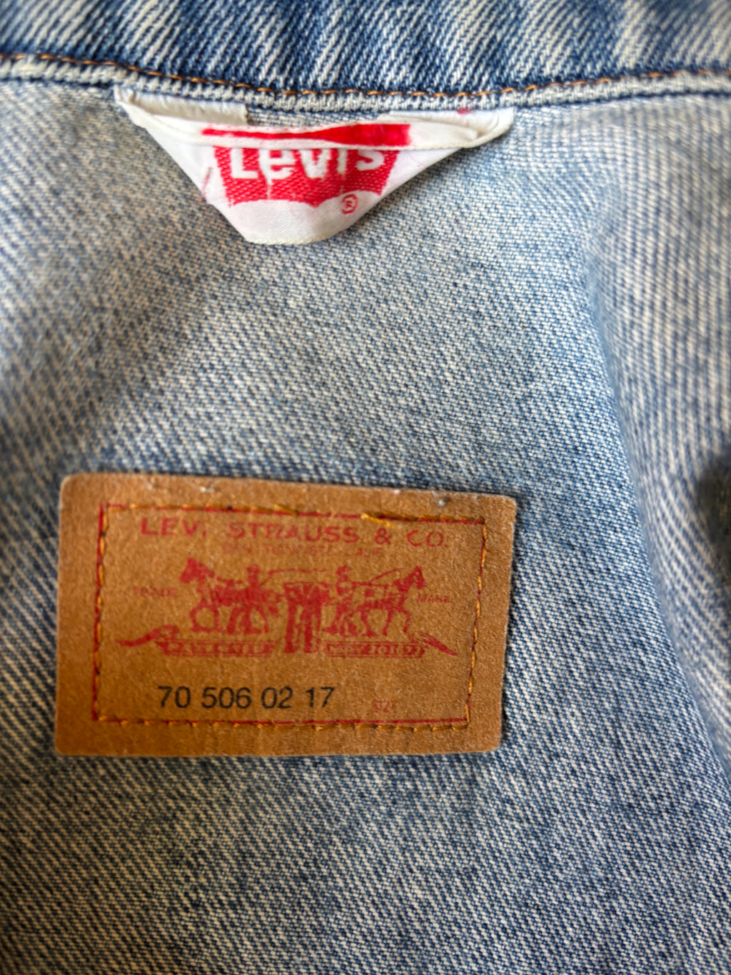 Vintage 70's 80's Levi's Trucker denim Jacket customized with official rare patches of Guns'N Roses, Iron Maiden, Bon Jovi