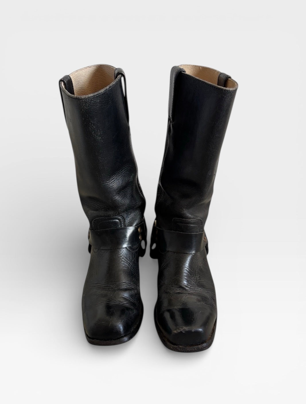 Vintage Go West Black leather Harness Boots 37