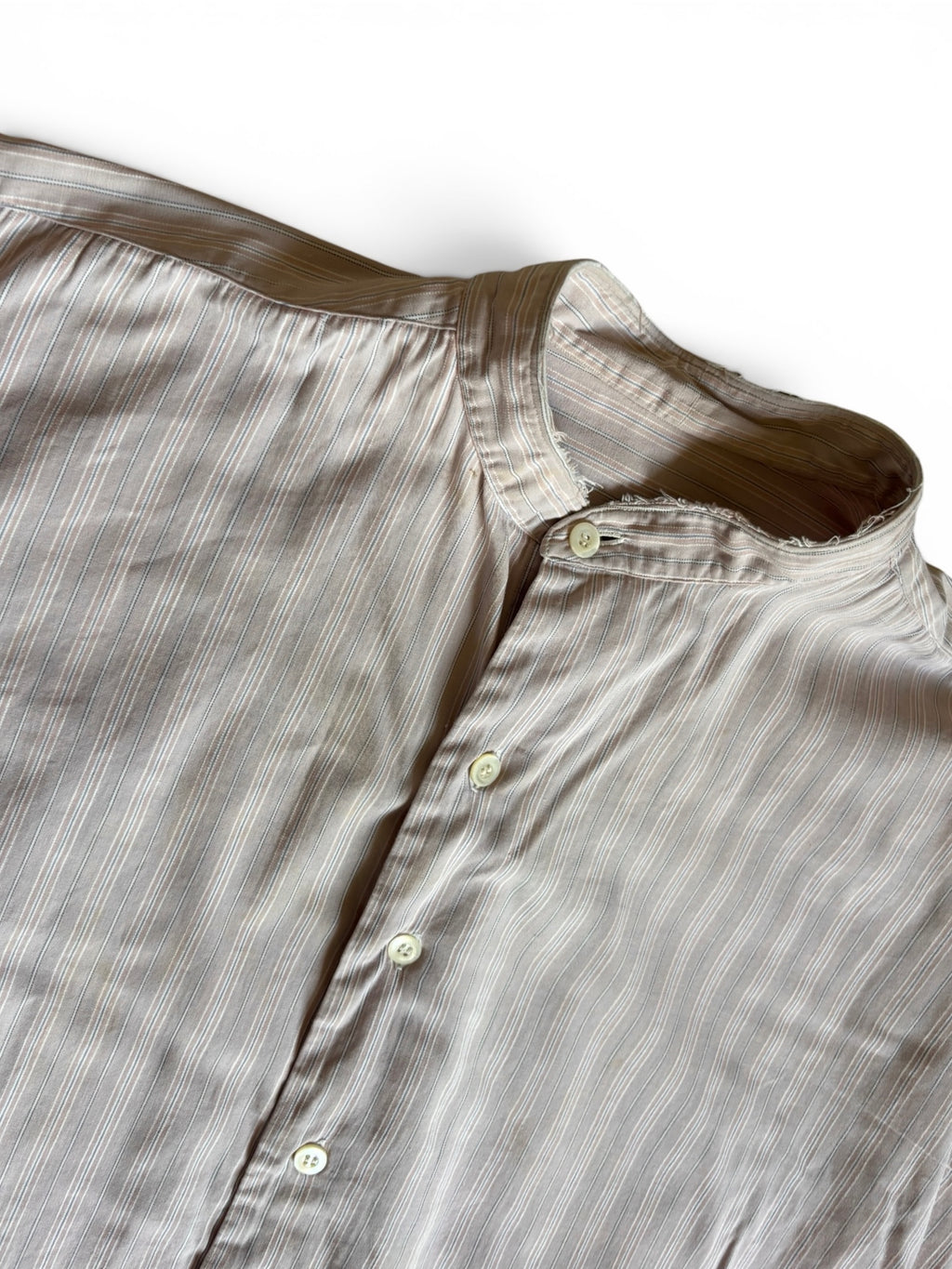Vintage French Farmer workwear long tail striped dress shirt L/XL