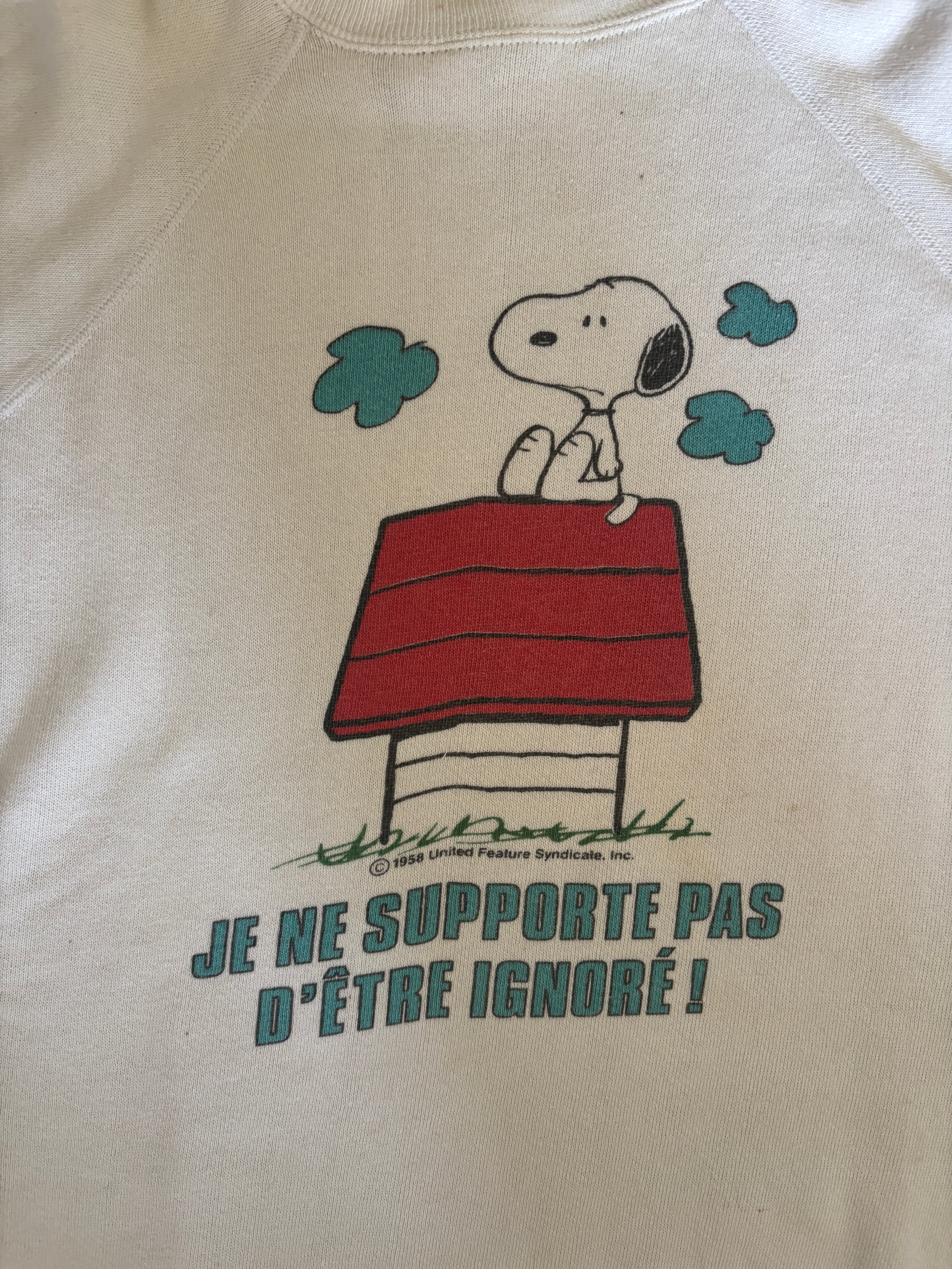 Rare vintage 70's Snoopy French raglan sweatshirt S/M