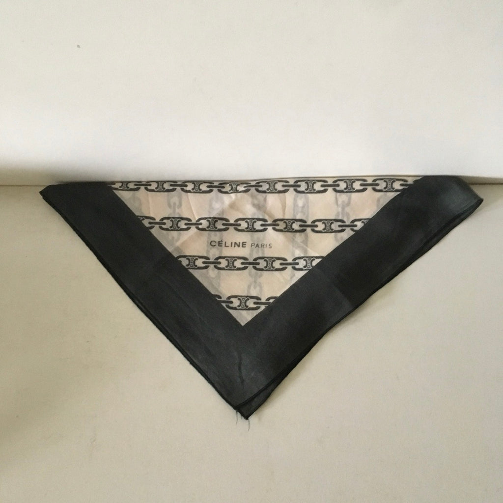 Vintage Celine triomphe pattern green cotton bandana