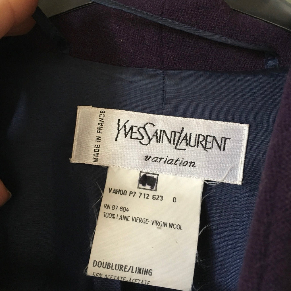 Vintage 90's Yves Saint Laurent wool purple balloon sleeves oversize coat YSL