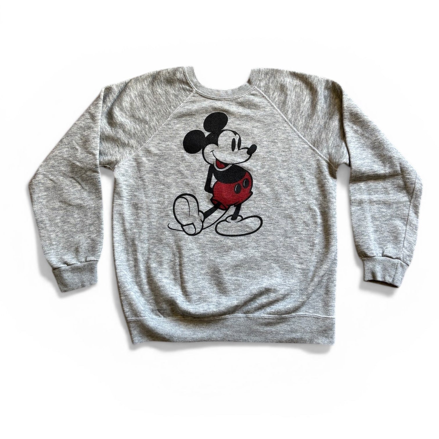 Rare Vintage 1970's Mickey Mouse Disney Grey Raglan sweatshirt S