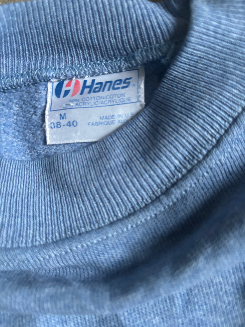 Vintage 80's Hanes denim blue Blank Raglan crewneck sweatshirt M