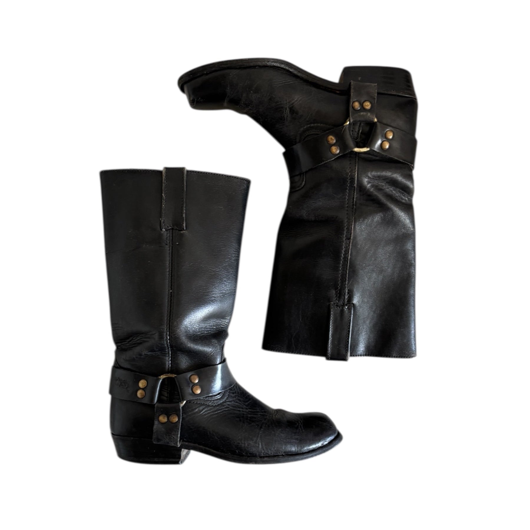Vintage black Go West Black leather harness boots 36/37