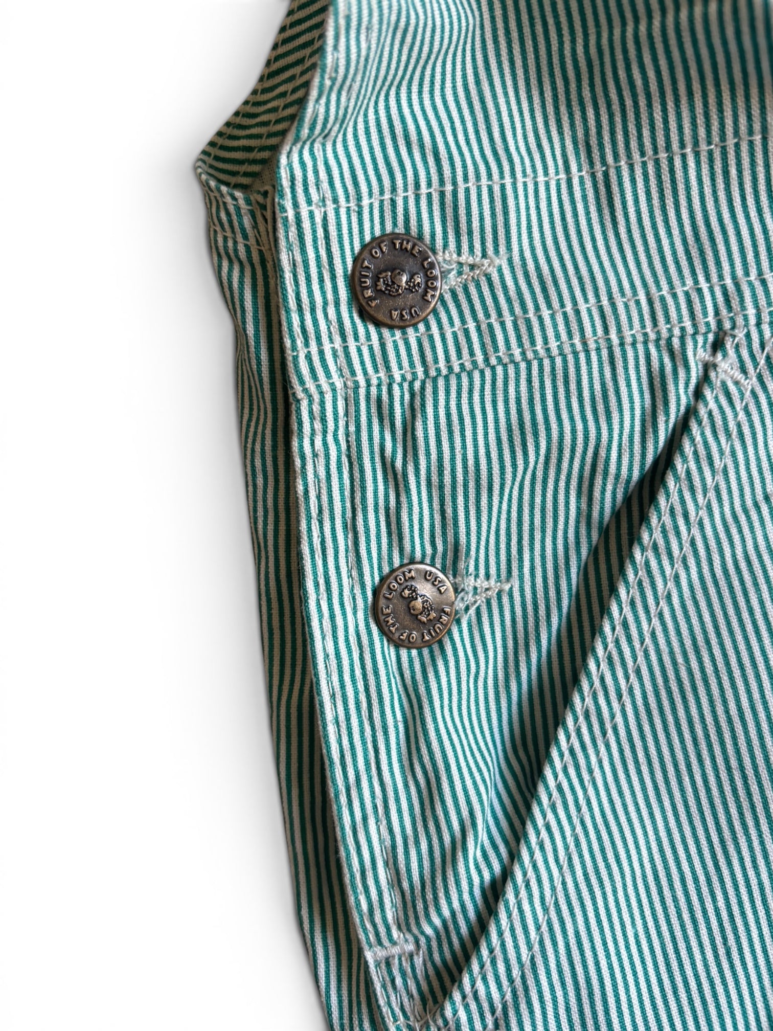 Vintage 80's Fruit Of The Loom usa striped green Bib overalls