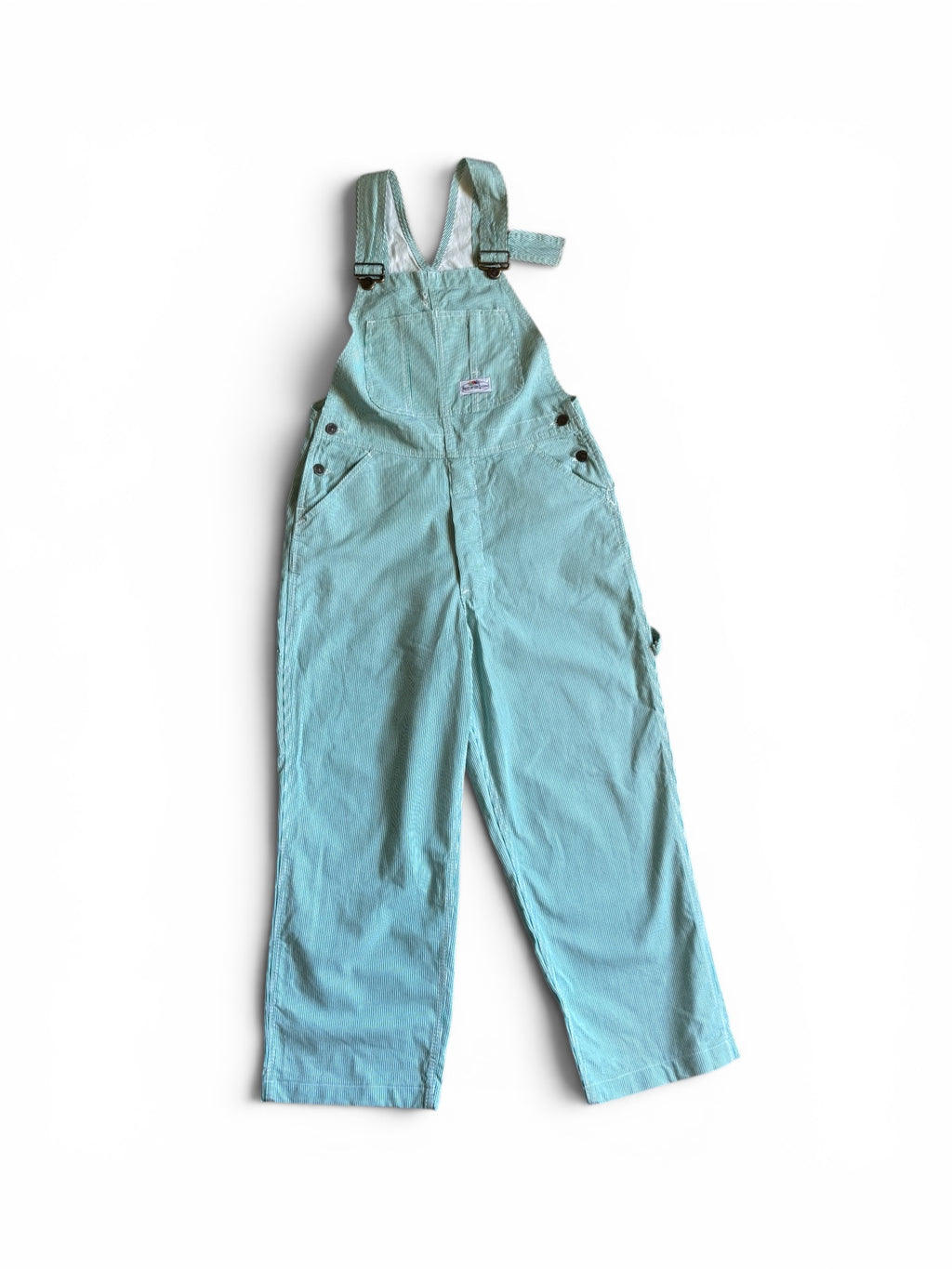 Vintage 80's Fruit Of The Loom usa striped green Bib overalls