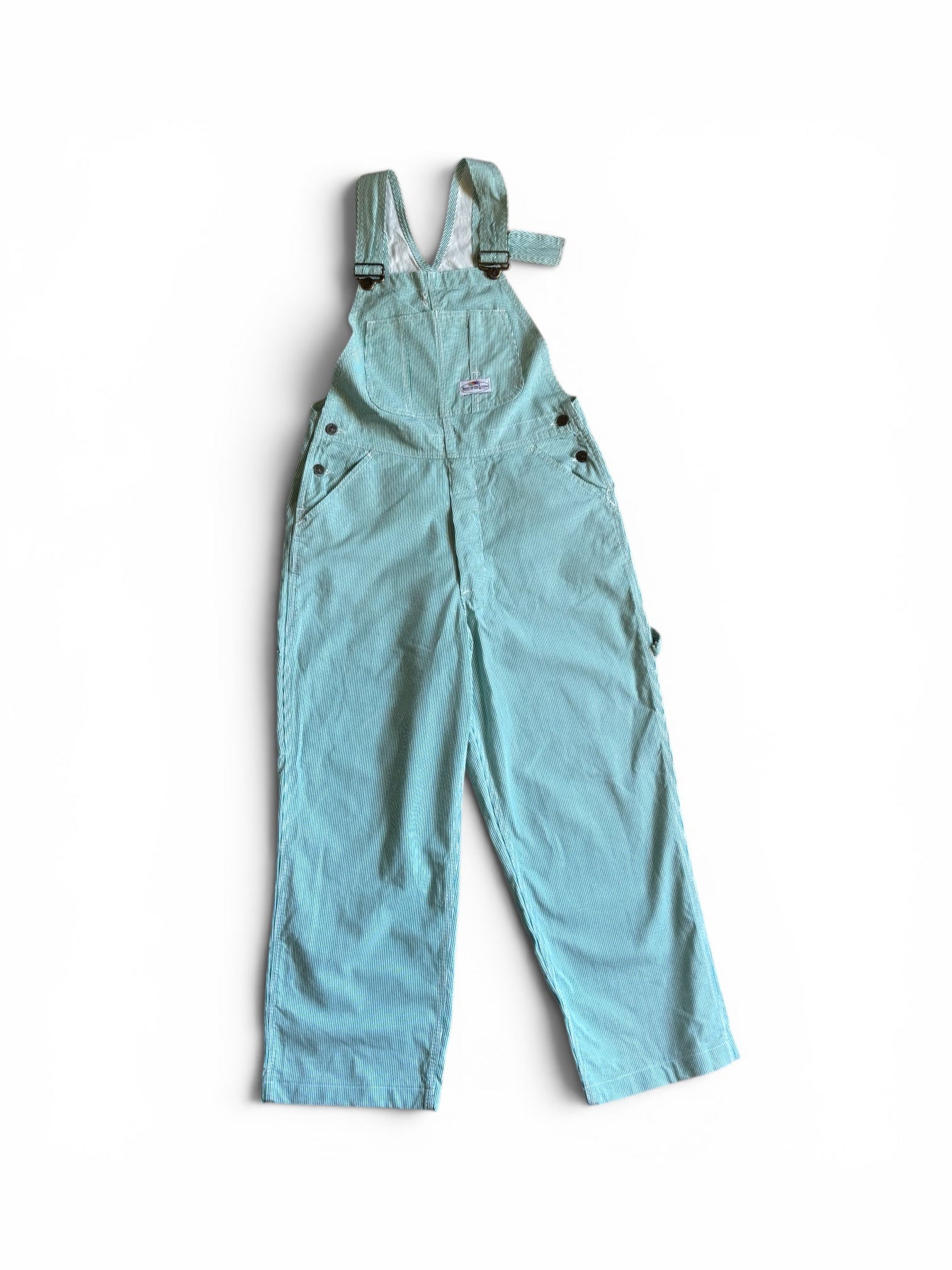 Vintage 80's Fruit Of The Loom usa striped green Bib overalls