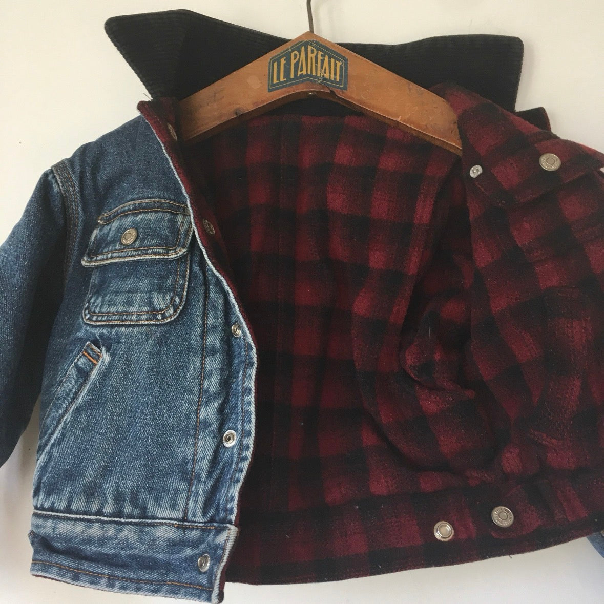 rare vintage 80's Polo Ralph Lauren reversible Denim Trucker Jacket made in usa Kids 4 Years