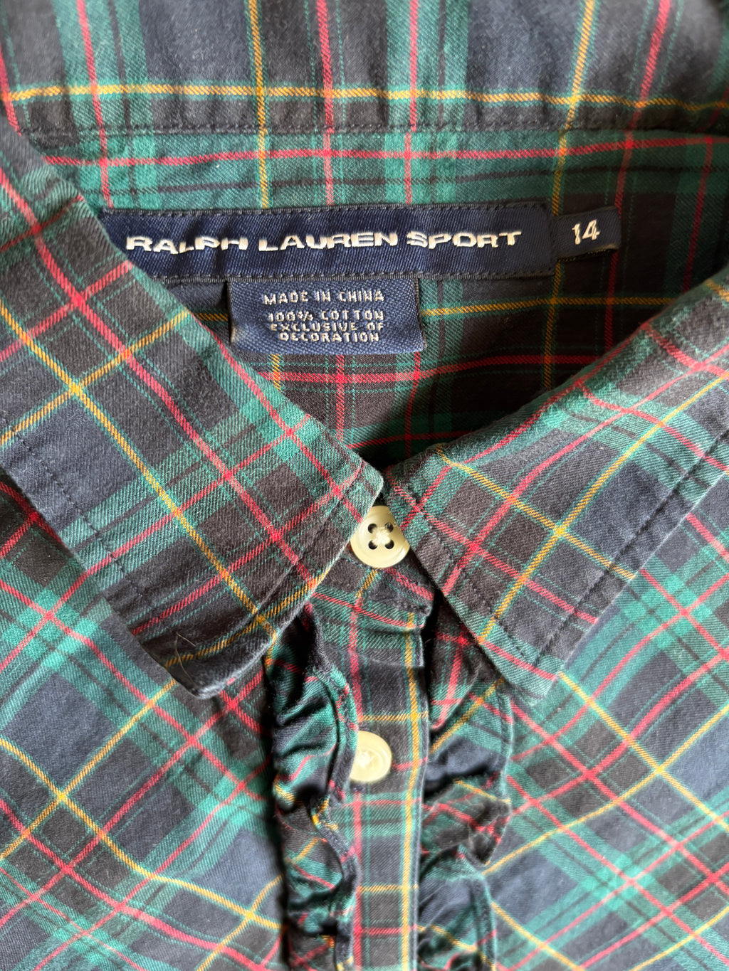 vintage 90's Ralph Lauren women tartan ruffled shirt
